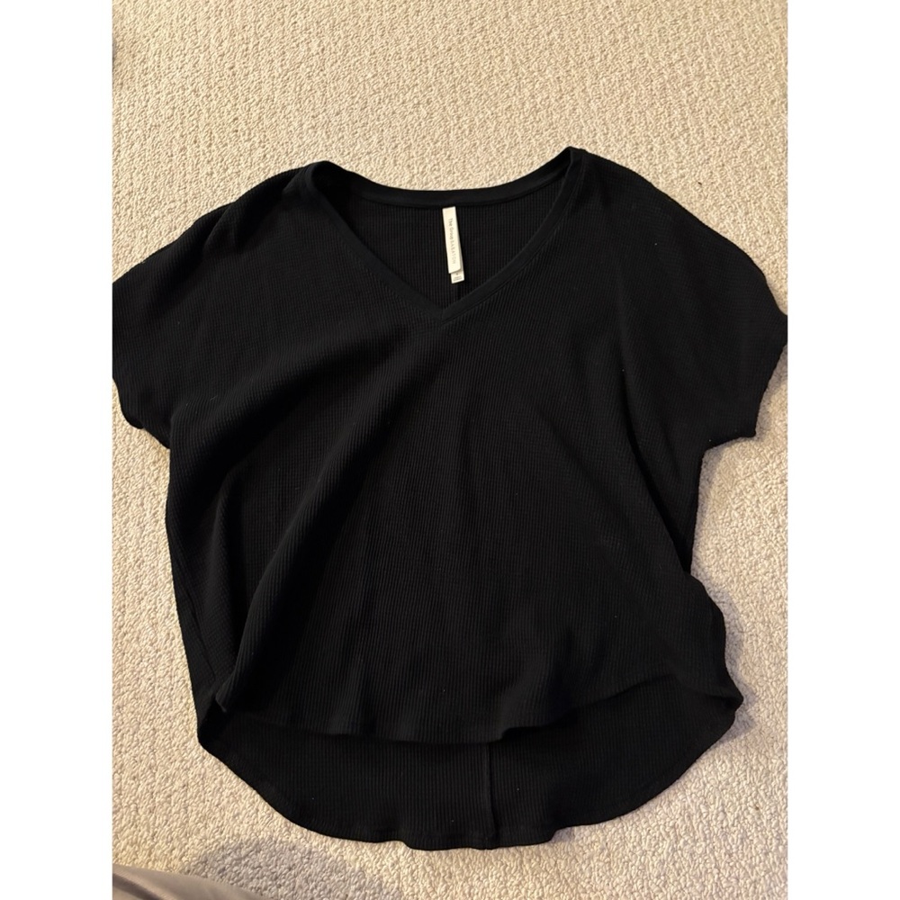 Black V-Neck Women's Top